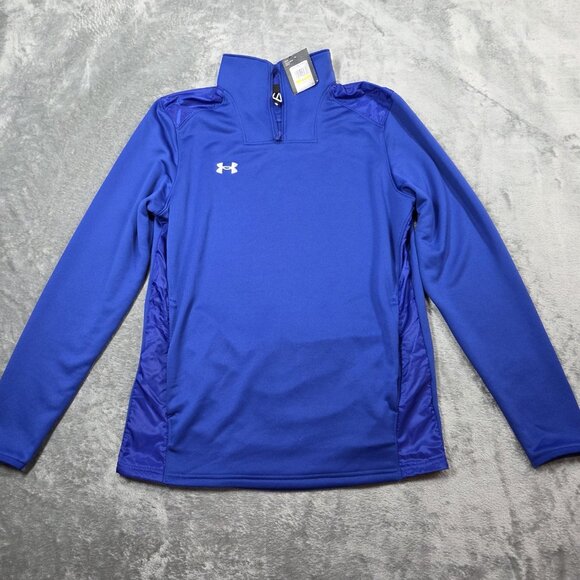 Under Armour Jacket Mens Medium Royal Blue Command 1/4 Zip Pullover 1360712 NEW - Picture 1 of 11